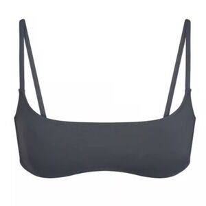 SKIMS | NWT Recycled Swim Micro Scoop Bikini Top, Gunmetal Charcoal Gray, XS